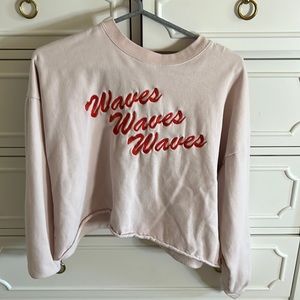 billabong waves sweater/sweatshirt light pink size M cropped